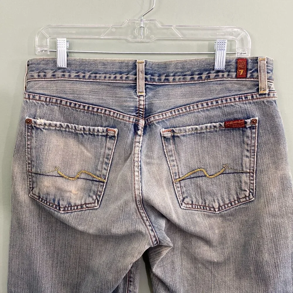 7 For all Mankind Jeans Relax Straight Button Fly Distressed Mens 33x31.5 Grunge - Picture 6 of 16